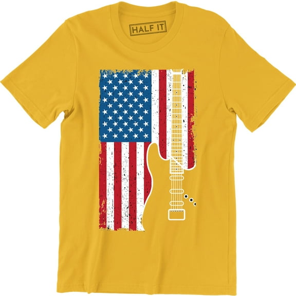 Guitar American Flag USA Patriotic Guitarist Music Lover Men's T-Shirt
