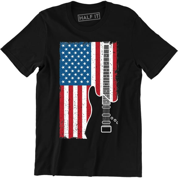 Guitar American Flag USA Patriotic Guitarist Music Lover Men's T-Shirt