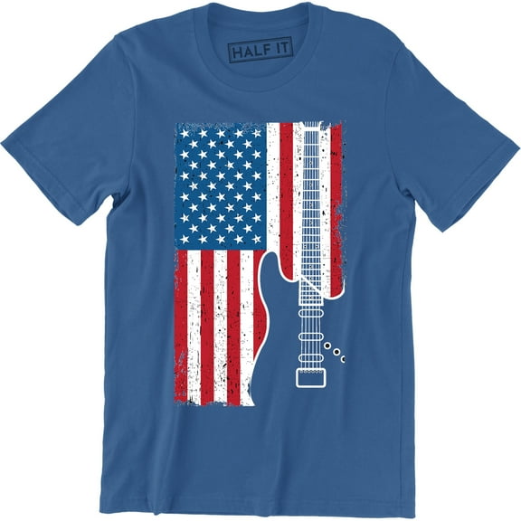 Guitar American Flag USA Patriotic Guitarist Music Lover Men's T-Shirt
