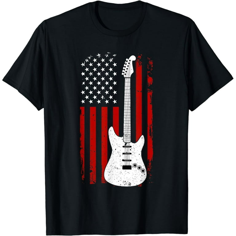 Vintage Electric Bass Guitar Usa American Flag T-Shirt Gift Vintage Electric Bass Guitar Usa American Flag T-Shirt Gift