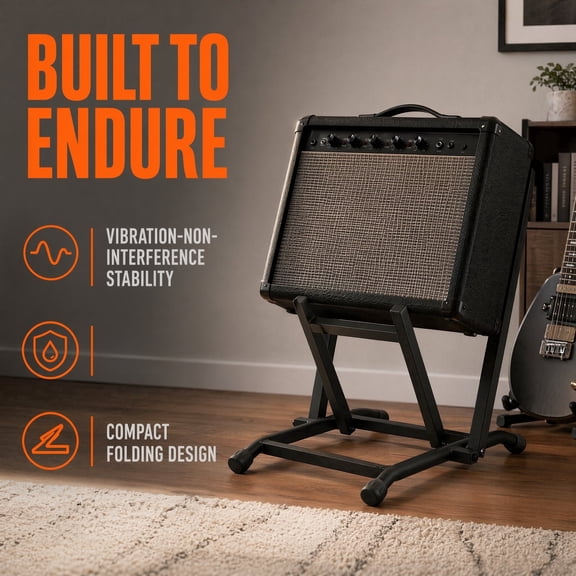 LEATIC Guitar Amp Stand for Adults Beginners Musicians, Heavy Duty Metal Alloy Foldable 30 Degree Tilt, 88.5 Lbs Stage Gig Studio, Black