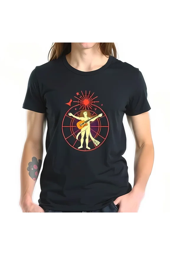 Guitar Androgynous Figure Tee Dark Artistic Expressive Style Unisex T-Shirt up to size 5XL