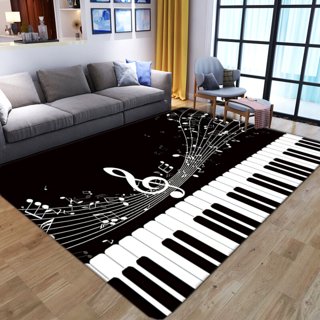 Modern Round Rug African American Girl Playing Guitar, Music Notation Super  Soft Cozy Rug for Flooring Home Bedroom Living Dining Room 40 Inch