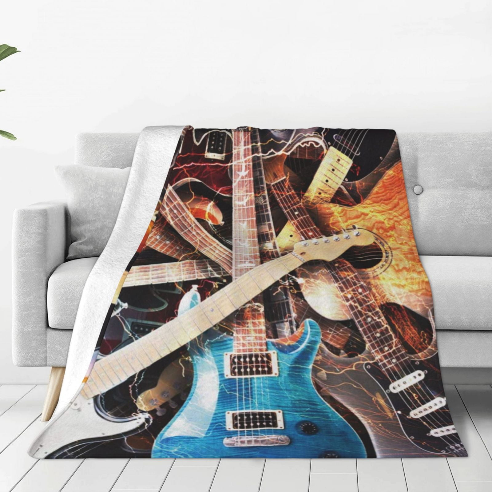 Walmart Fleece Guitar Blanket, Comfy Snuggle for Airplane, Sofa