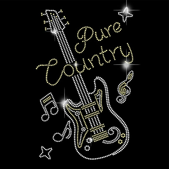 Guitar Bling Iron on Rhinestone Music Notes Rhinestone Iron on Hotfix Transfer Decals Diamond Heat Transfer Template Applique Repair Transfer Bling DIY Designs diy