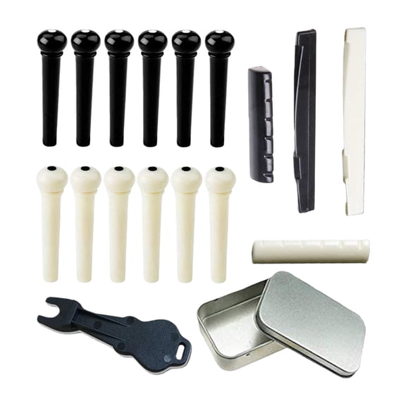 Guitar Bridge Hardware Set: ABS Pins, Saddles & Metal Removal Tool for Enhanced Durability