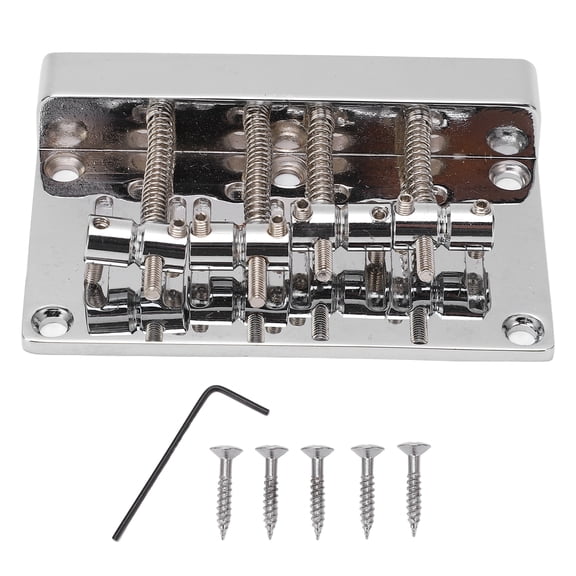 Guitar Bridge Replacement 4 String Metal Heavy Duty Cast Base Assembly with Adjustment Saddle for Wide Bass