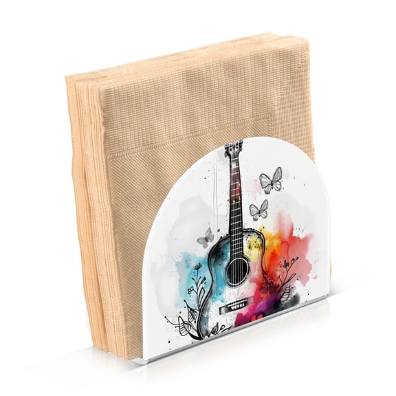 Guitar Butterfly Flower Napkin Holder for Table Acrylic Clear Tissue Dispenser Stand Kitchen Dining Bar Tabletop Picnic Restaurant Decor