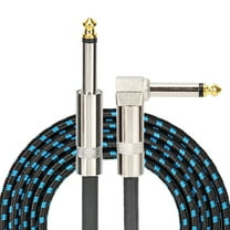Guitar Cable 10 ft, Electric Instrument Cable Bass Amp Cord for Electric Guitar Bass Amplifier Audio, 1/4" Right Angle to Straight, Black Blue