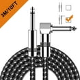 thumbnail image 1 of Guitar Cable 10 ft Electric Instrument Cord Right Angle for Bass Mandolin Keyboard and Pro Audio, 1 of 10