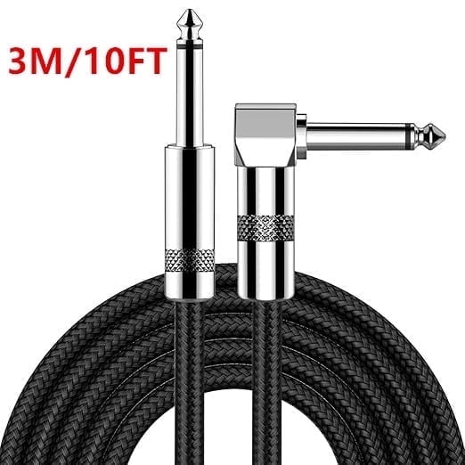 LIUJIABAO Guitar Cable 10ft Electric Instrument Bass AMP Cord for Electric Mandolin, Pro Audio (Right Angle to Straight)