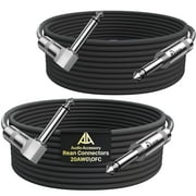 Guitar Cable 15 ft 2 Pack, Nylon Braided Anti-Kinking Kevlar-Reinforced, Neutrik REAN Connector, 20AWG 99.99% OFC 1/4 Instrument Cable, Shielded Amp Cord for Fender Electric Guitar, Right Angle
