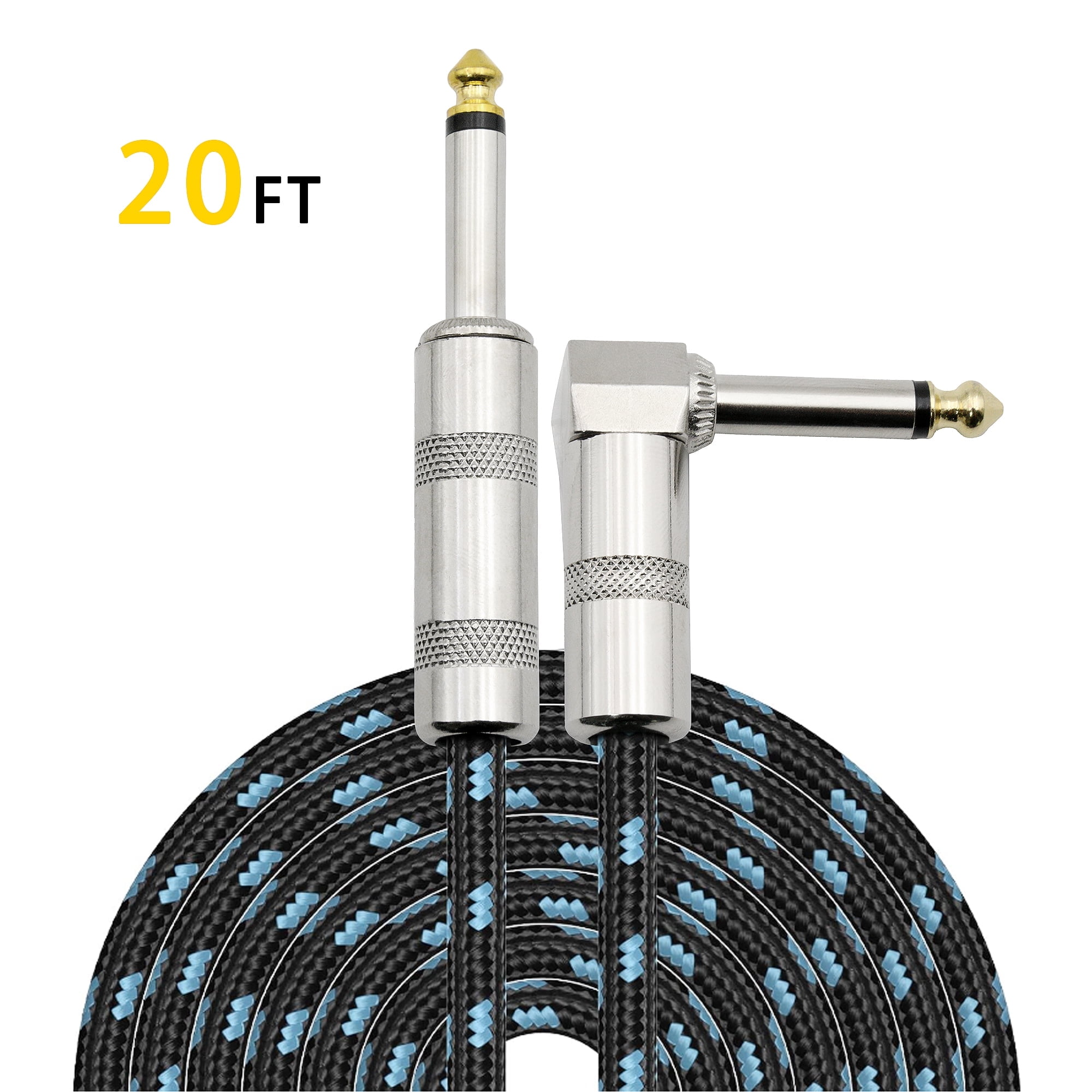 Walmart savings: Guitar Cable 20ft Instrument Cable Guitar Cord Electric Guitar Cable Guitar AMP Cord for Bass Guitar Keyboard Black Blue