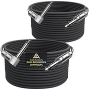 Guitar Cable 25 ft 2 Pack, Nylon Braided Anti-Kinking Kevlar-Reinforced, Neutrik REAN Connector, 20AWG 99.99% OFC 1/4 Instrument Cable, Shielded Amp Cord for Fender Electric Guitar, Right Angle
