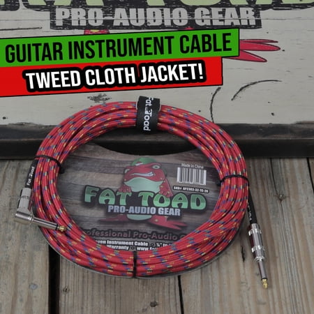 Guitar Cable Tweed Cloth Woven Jacket Fat Toad Right Angle Wires Instrument Cord