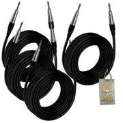 Guitar Cables 4 Pack Instrument Cord by Fat Toad 24 AWG Patch Conductor for Electric or Acoustic Guitar, Bass, Amps, Keyboards & Pro-Audio DJ Recording Studio PA 20FT 1/4 Inch Straight-End Wires