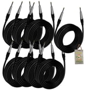 Guitar Cables 8 Pack Instrument Cord by Fat Toad 24GA Patch Conductor for Electric or Acoustic Guitar, Bass, Pedals, Keyboards, Speakers, Amplifiers Shielded 20FT Quarter Inch Gold Jack Wires