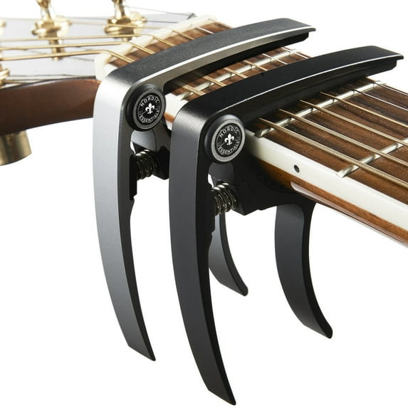 Nordic Essentials Guitar Capo 2-Pack for Acoustic Guitar, Ukulele, Banjo, Mandolin, Bass - Black & Silver