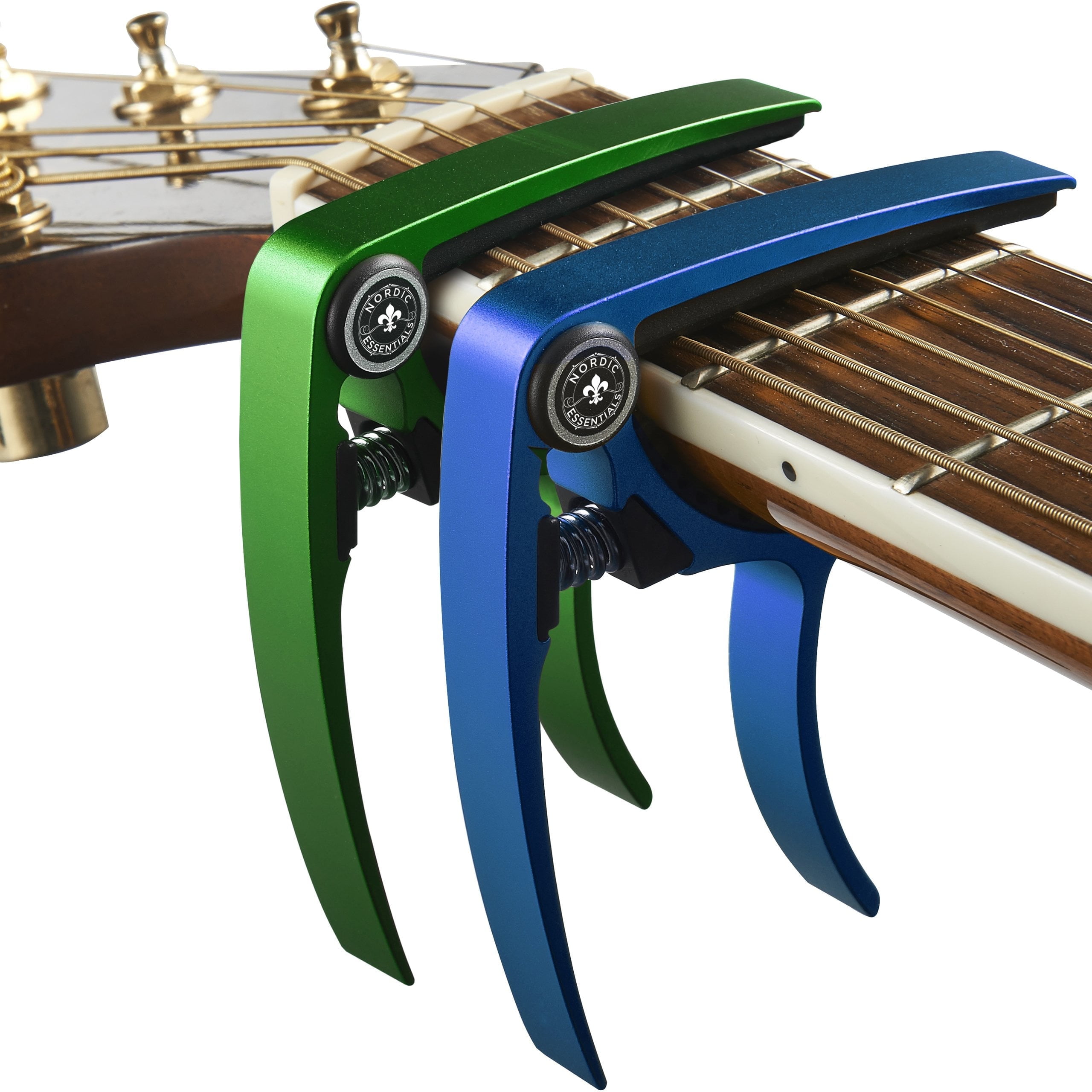 Nordic Essentials Guitar Capo 2-Pack – Green and Blue Aluminum Capos for Acoustic, Electric, Ukulele, Banjo