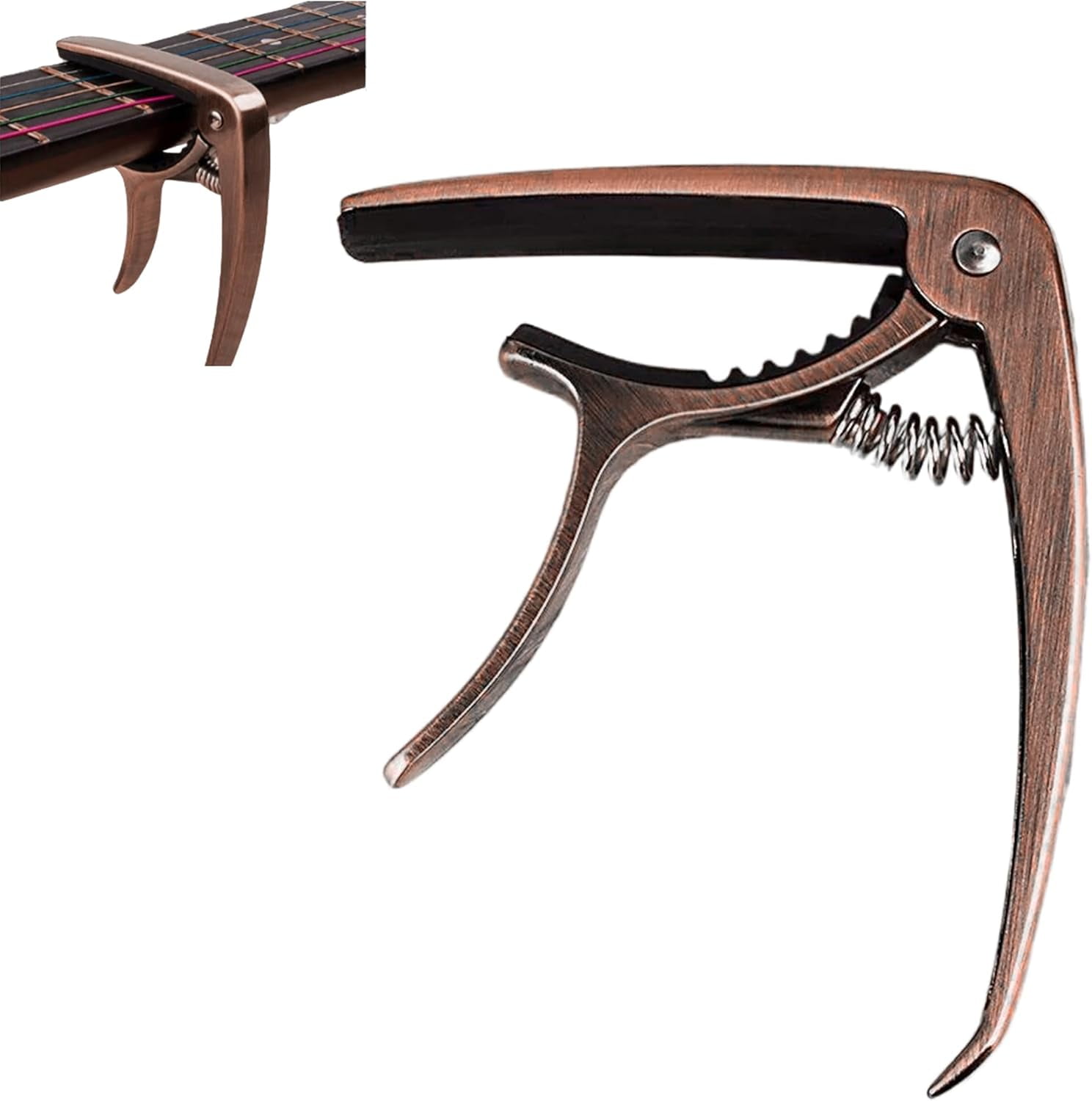 Guitar Capo Guitar Clip: Guitar Capo for Acoustic Guitar, Electric Guitars, Ukulele, Banjo, Mandolin, Bass, Acoustic Guitar Capo 6 String, Zinc Alloy Metal Guitar Clamp (Rose gold)