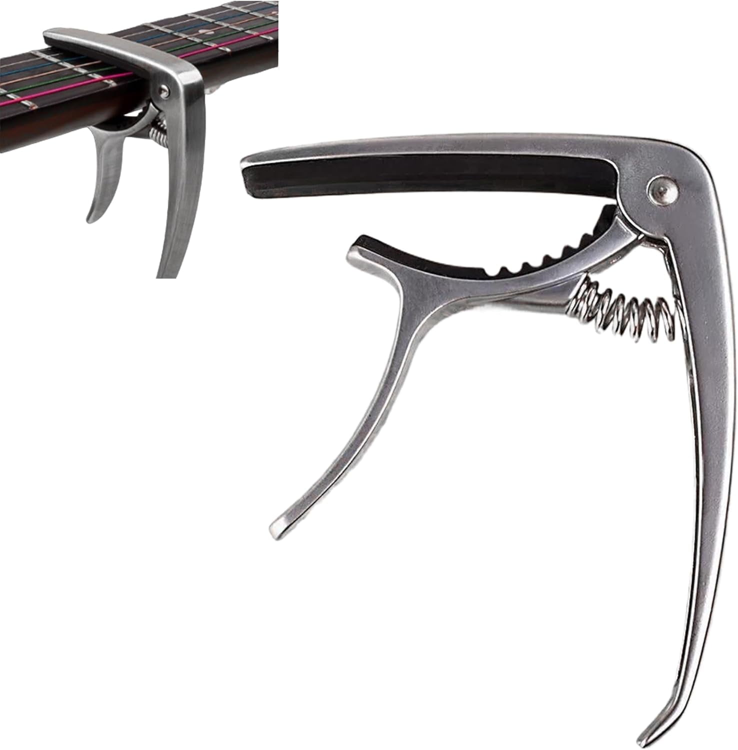 Guitar Capo Guitar Clip: Guitar Capo for Acoustic Guitar, Electric Guitars, Ukulele, Banjo, Mandolin, Bass, Acoustic Guitar Capo 6 String, Zinc Alloy Metal Guitar Clamp (Silver)