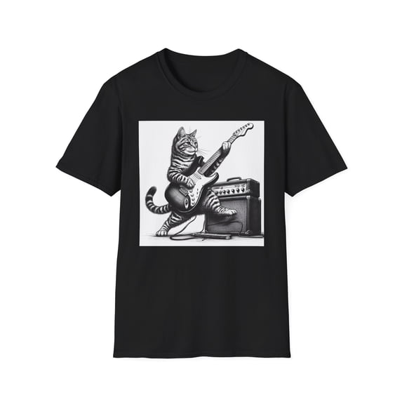 Guitar Cat Unisex Softstyle T-Shirt