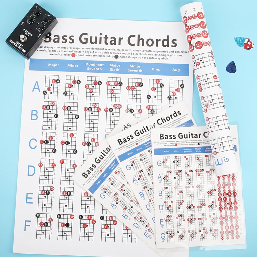 Guitar Chart Poster Bass Reference Notes Ukulele Chord Music Stuff