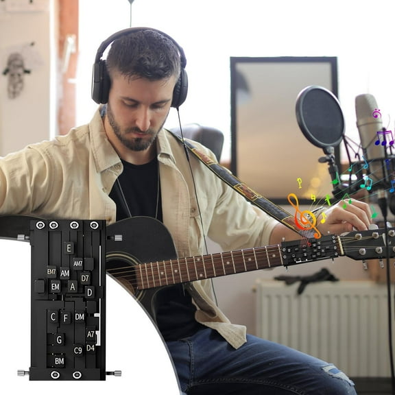 Guitar Chord Presser, Guitar Chord Helper, Guitar Aid Chords Trainer, Guitar Assisted Tool Learning System Teaching Practice Guitar Learning Aid Tool Accessories for Beginners Friends Gifts Black