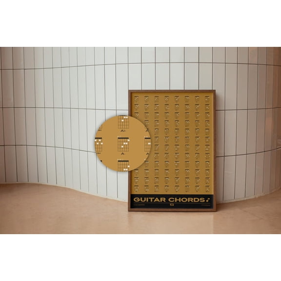 Guitar Chords Chart Gift for Guitarist Music Education Yellow