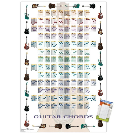 Guitar Chords II - Learn to Play Guitar Wall Poster, 22.375" x 34"