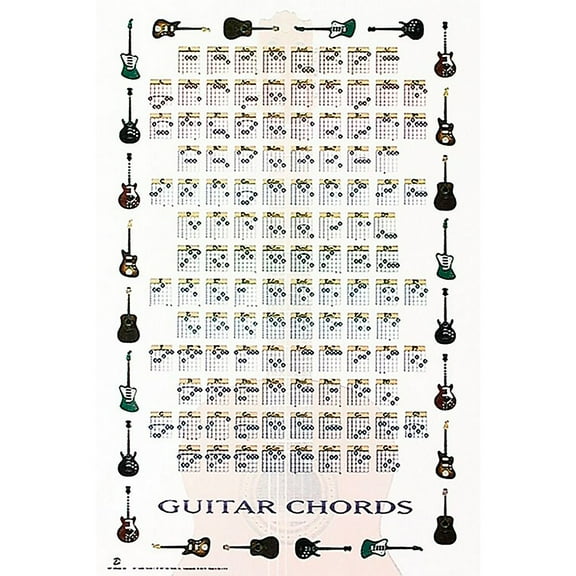 Guitar Chords II - Learn to Play Guitar Wall Poster, 22.375" x 34"