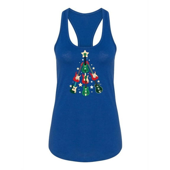 Guitar Christmas Tree Racerback Tank Women -Smartprints Designs, Female x-Small