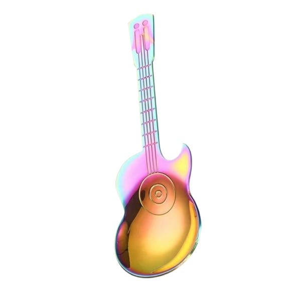 Guitar Coffee Spoons, Stainless Steel Small Spoon, 5.3 Inch Creative Demitasse Espresso Spoons for Dessert, Ice Cream, Tea, Stirring, (Multi-Color)