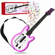 Guitar Controller Compatible with Nintendo Wii, Guitar Remote with Strap/RGB Light for Guitar Hero,Rock Band 2, Legends of Rock Black