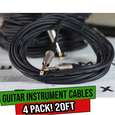 Guitar Cord Instrument Cable 4 Wires 1/4 Jack Electric Bass Music Straight Patch