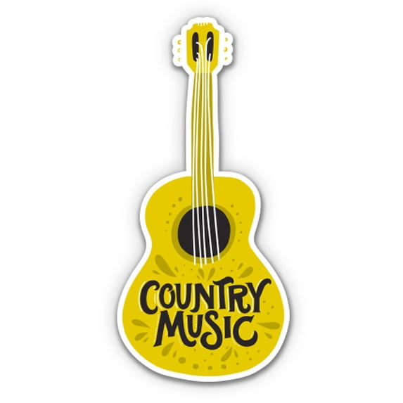 Guitar Country Music - 12" Vinyl Sticker Waterproof Decal