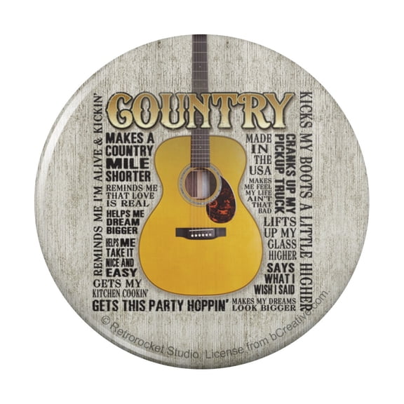 Guitar Country Music Pinback Button Pin