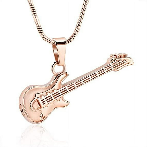 Guitar Cremation Jewelry for Ashes - Guitar Locket Urn Necklace Musical Memorial Pendant Bereavement Keepsake Gift memorial jewelry for Women&Men for Loss of Guitarist or Music Lover