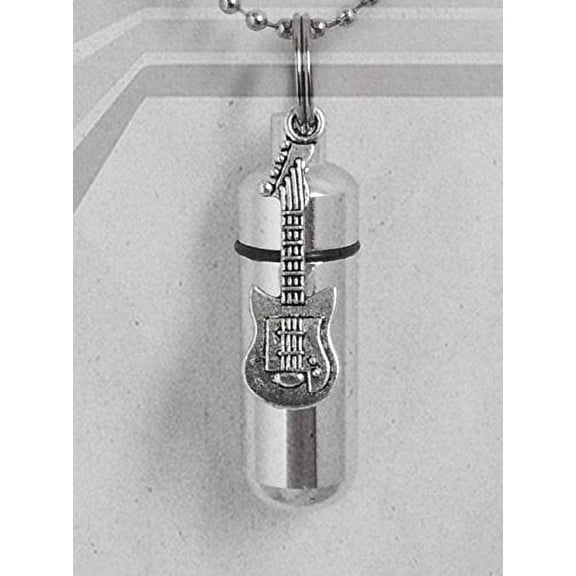 Guitar Cremation Urn Keepsake/Keychain with Velvet Pouch &amp; Fill Kit