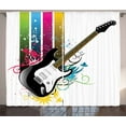 thumbnail image 1 of Ambesonne Guitar Curtains 2 Panel Set, Bass Floral Colorful, 108" x 90", Multicolor, 1 of 3
