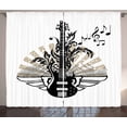 thumbnail image 1 of Ambesonne Guitar Curtains 2 Panel Set, Rock and Roll Pattern, 108" x 63", Tan Black White, 1 of 3