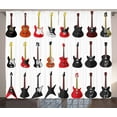 thumbnail image 1 of Ambesonne Guitar Curtains 2 Panel Set, Instruments Acoustic, 108" x 84", Vermilion Black White, 1 of 3