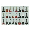 thumbnail image 1 of Guitar Cutting Board, Musical Instruments Set Pattern Various Acoustic Bass Making Music, Decorative Tempered Glass Cutting and Serving Board, Small Size, Vermilion Black White, by Ambesonne, 1 of 1