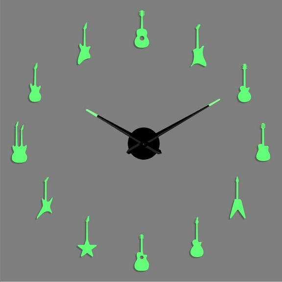 Guitar DIY creative Different Frameless Luminous Wall Clock Home Decor Modern music enthusiast gifts - 27 inch