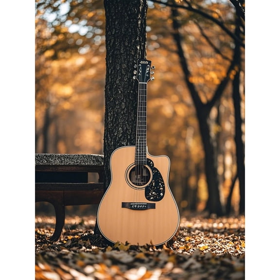 Guitar in the Fall Forest Diamond Dots DIY Kits 5D Diamond Art Painting Full Round Drill Rhinestones by Number Embroidery Arts and Crafts for Living Room Home Wall Decor 12x16 inch