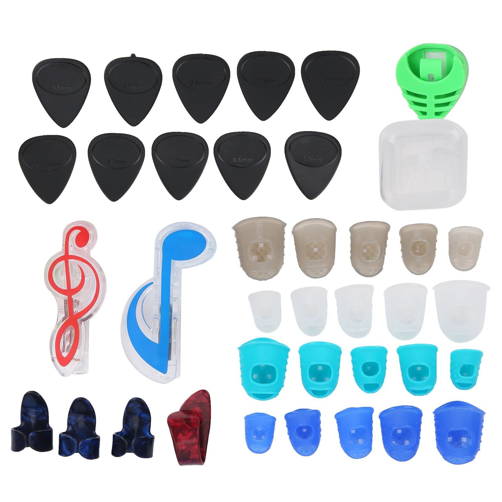 Guitar Finger Protector Set 20pcs Gel Finger Cot+ 10pcs Pick+ 2pcs