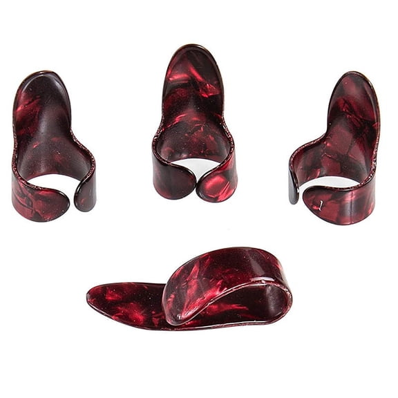 Guitar Finger Set Guitar Pain-Proof Finger Set Pluck Piece Accessories Guitar Guitar Finger Thumb Index Finger Set(Red),4* Right finger pick,red