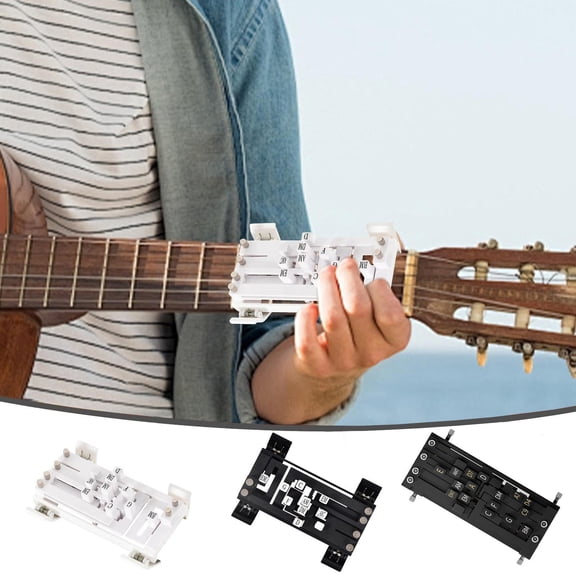 Guitar Finger Trainer, Guitar Practice Accessory, Gift for Guitarist, Gift for Music Student, White 6 Inch Compact Guitar Practice Device for Beginner Musicians to Master Open