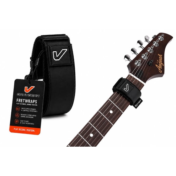 Guitar Fret Wrap & Mute Pro for Acoustic, Electric & Bass 1 Pack Small Black