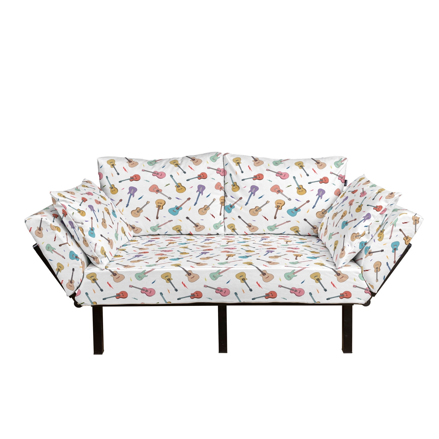 Guitar Futon Couch, Rhythm and Melody Pattern with Colorful Acoustic